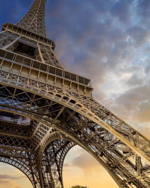 Low angle shot of the Eiffel Tower in Paris, France