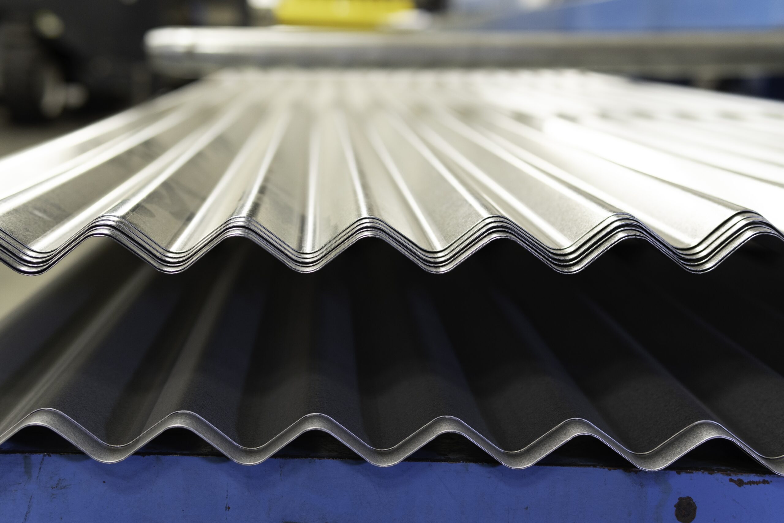 Closeup shot of a corrugated metal roofing